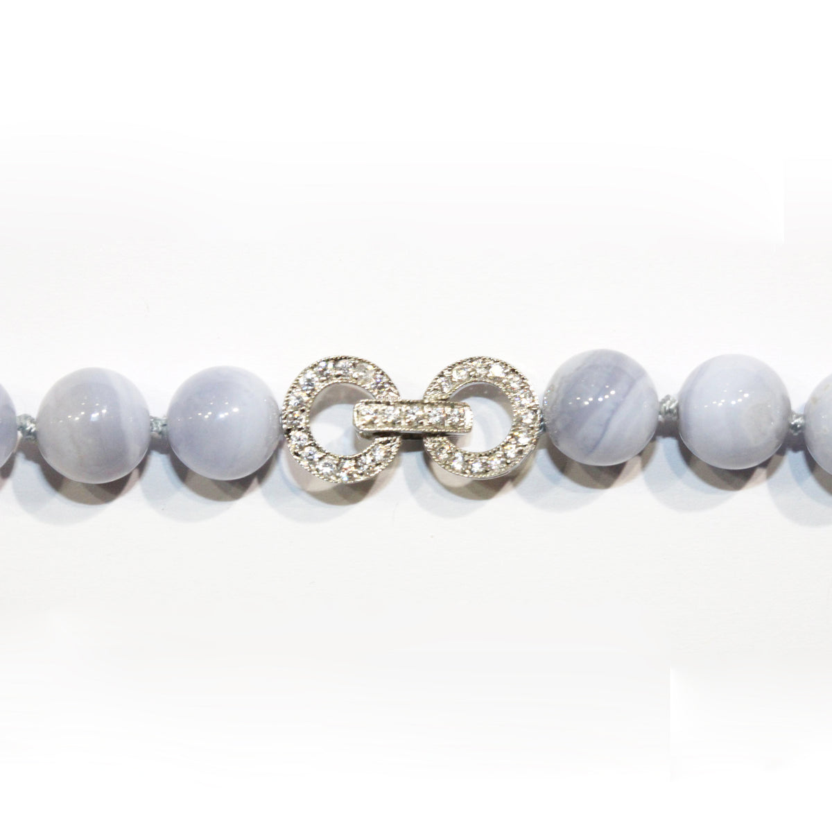 Blue Lace Agate Collar Length Beaded Necklace