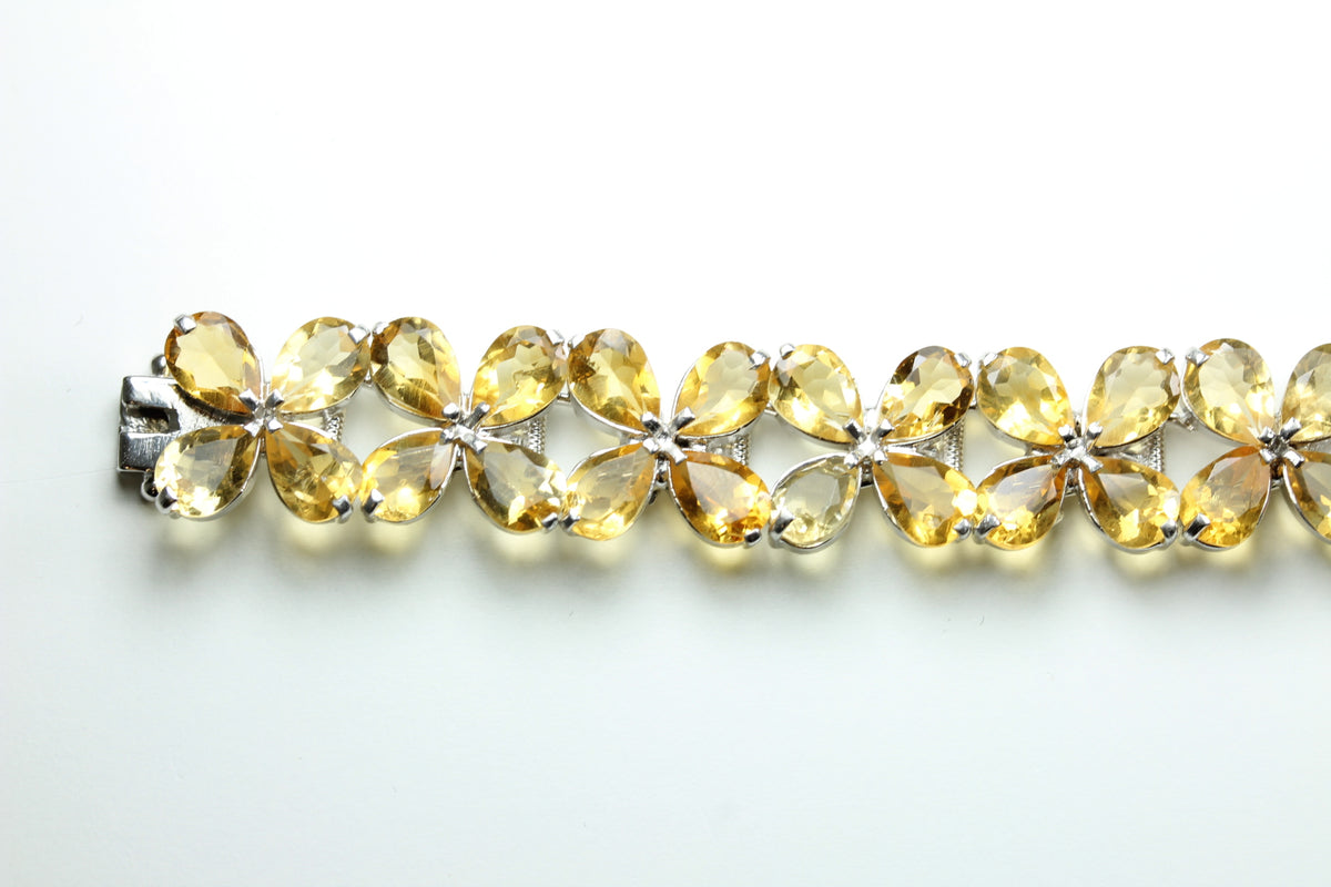 Sterling Silver Citrine Clover Bracelet