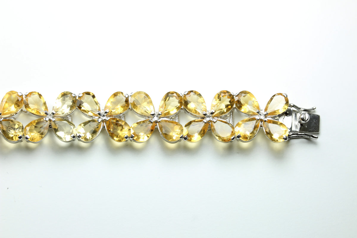 Sterling Silver Citrine Clover Bracelet