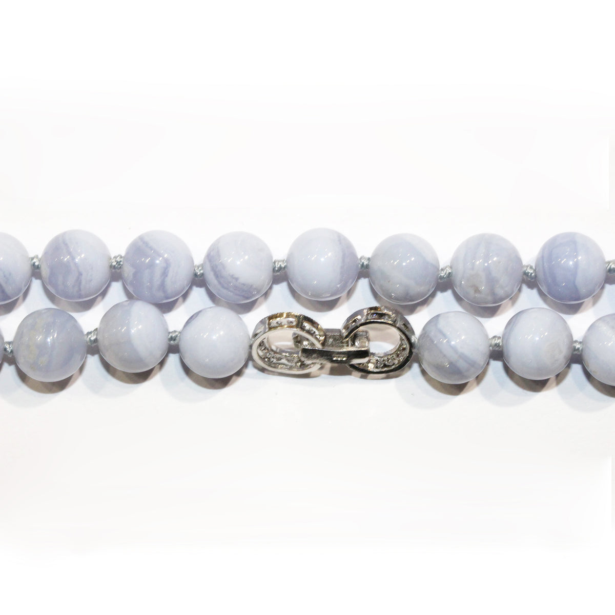 Blue Lace Agate Collar Length Beaded Necklace