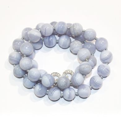 Blue Lace Agate Collar Length Beaded Necklace