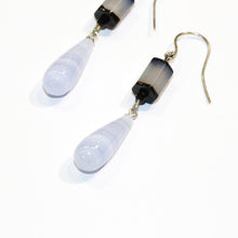 Sterling Silver Blue Lace Agate and Banded Agate Earrings