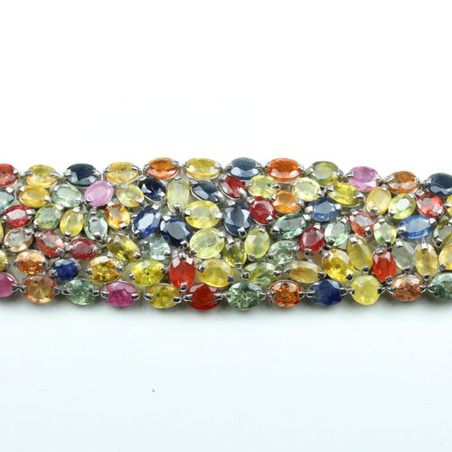 Sterling Silver Multi Coloured Sapphire Bracelet