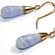 Vintage 9ct Rose Gold Blue Lace Agate Earrings