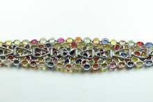 Sterling Silver Multi Coloured Sapphire Bracelet