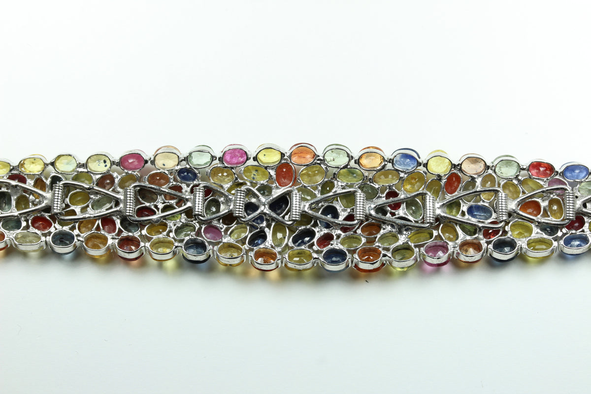 Sterling Silver Multi Coloured Sapphire Bracelet