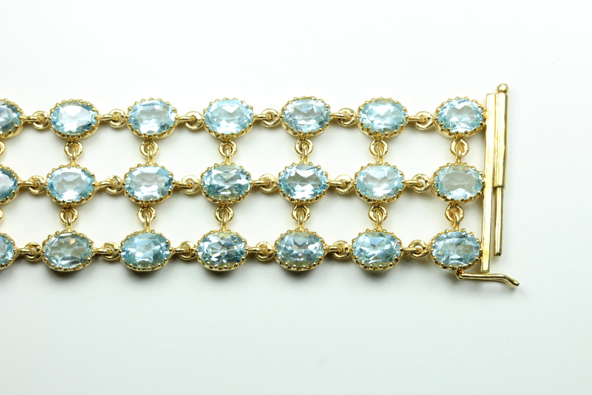 Sterling Silver Gold Plated Topaz Oval Cut Bracelet