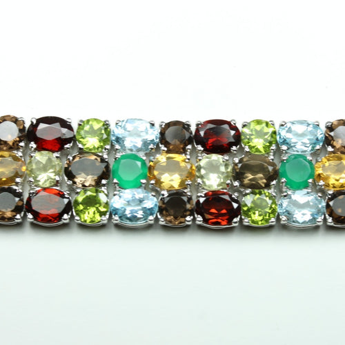 Sterling Silver Multi Coloured Sapphire Bracelet