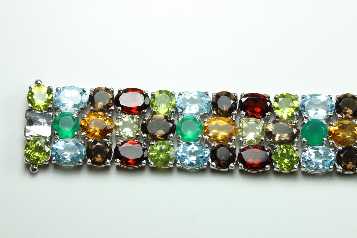 Sterling Silver Multi Coloured Sapphire Bracelet