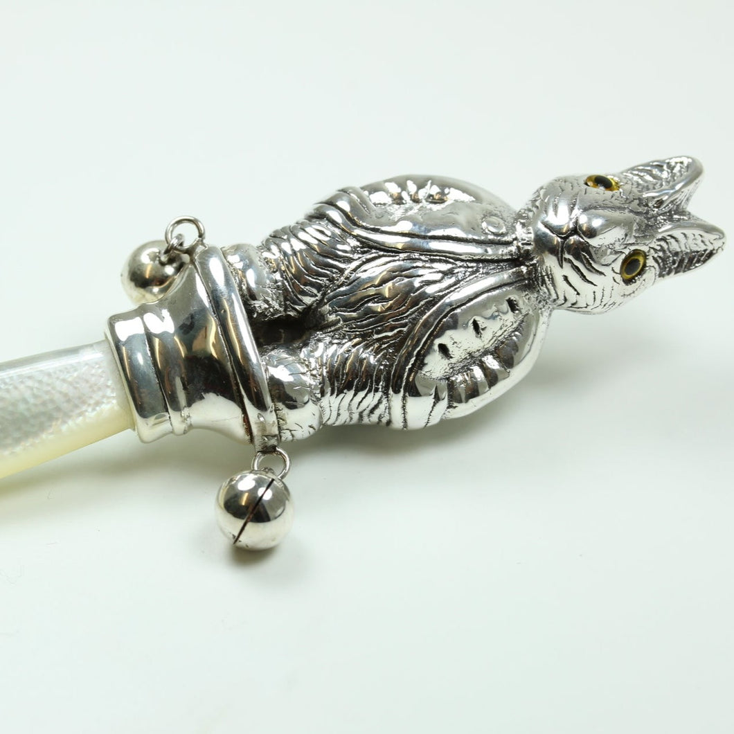Sterling Silver Mother Of Pearl Rabbit Rattle