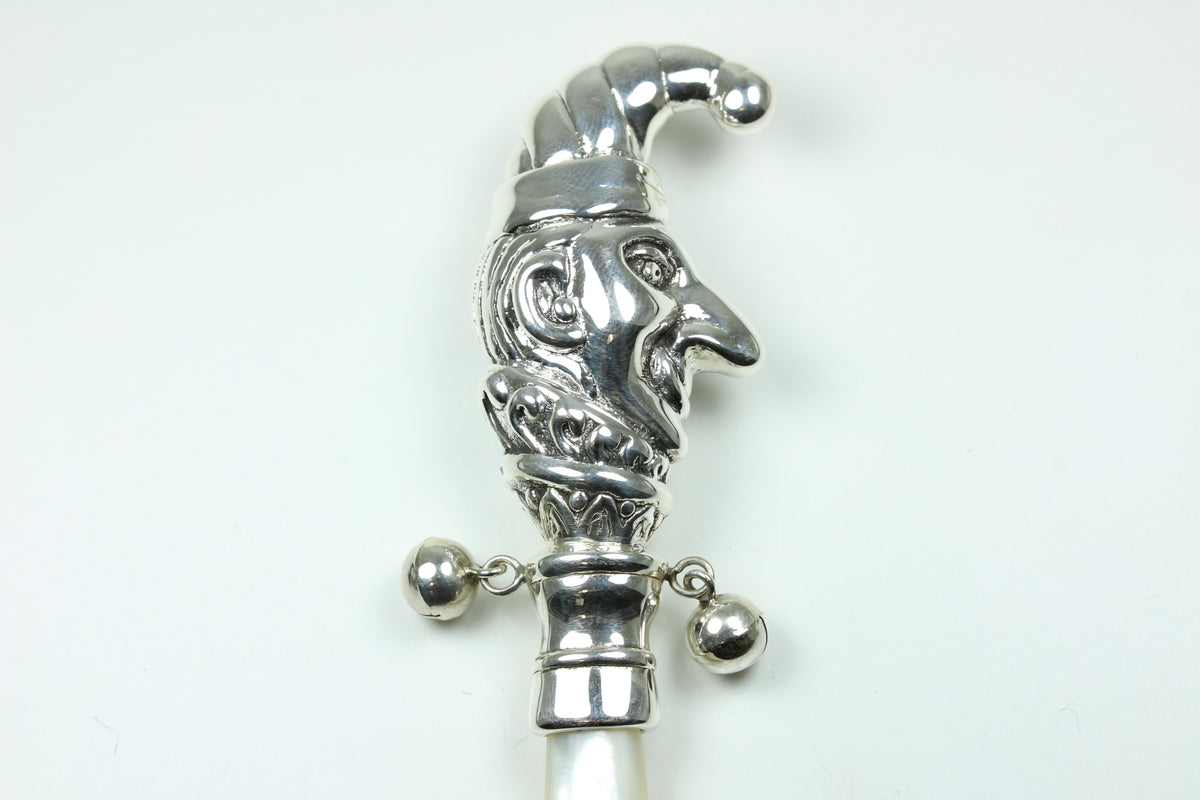 Sterling Silver Mother Of Pearl Jester Rattle