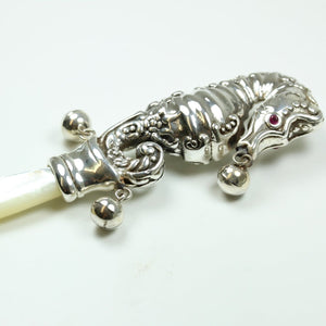 Sterling Silver Mother Of Pearl Sea Horse Rattle