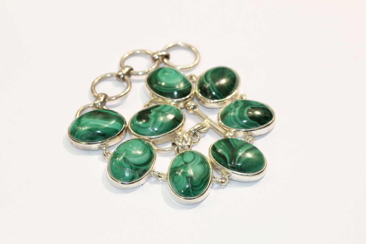 Sterling Silver Malachite Bracelet