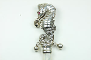 Sterling Silver Mother Of Pearl Sea Horse Rattle