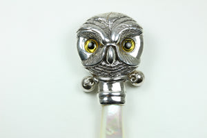 Sterling Silver Mother Of Pearl Owl Rattle