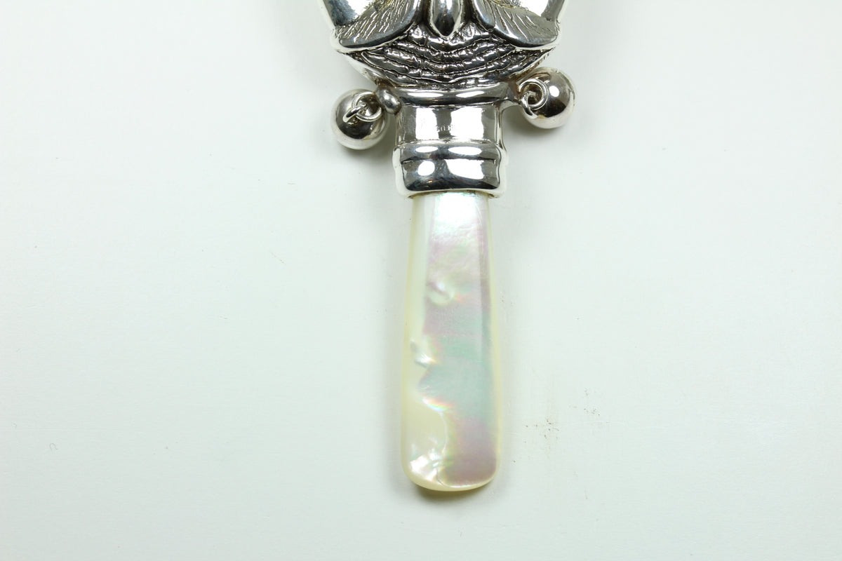 Sterling Silver Mother Of Pearl Owl Rattle