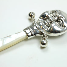 Sterling Silver Mother Of Pearl Happy And Sad Face Rattle