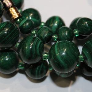 Antique Malachite and Green Glass Necklace