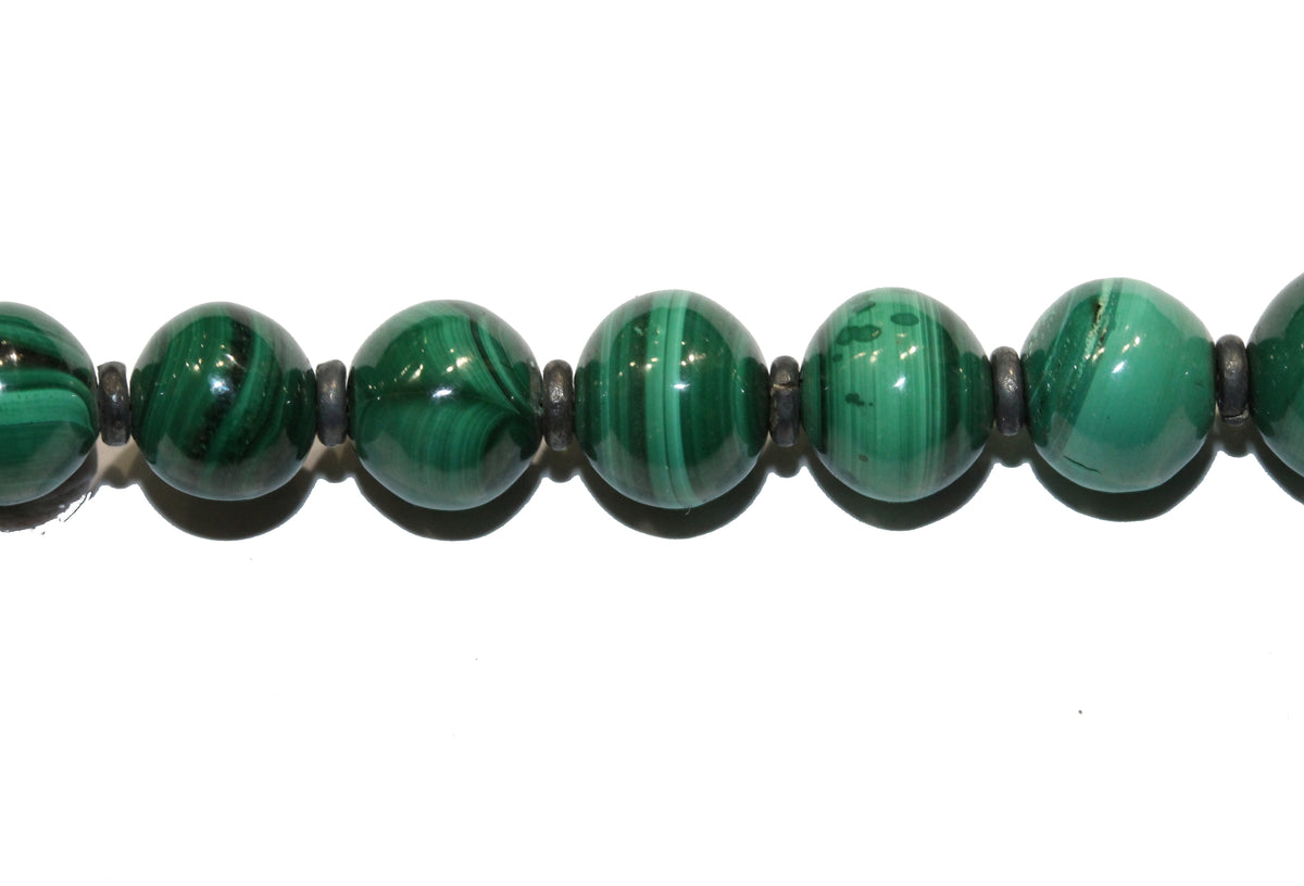 Antique Malachite Graduated Beaded Necklace