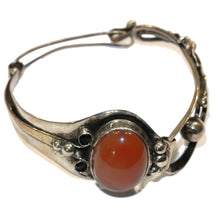 Antique Sterling Silver Carnelian Hinged Bangle