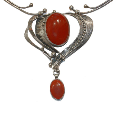 Antique Sterling Silver Carnelian Collar Necklace