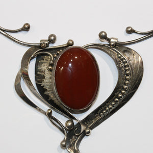 Antique Sterling Silver Carnelian Collar Necklace