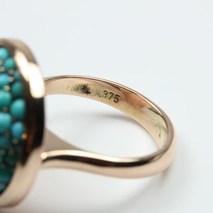 9ct Rose Gold Pave Set Turquoise Dress Ring