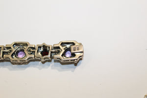 Amethyst, Garnet and Marcasite Art Deco Style Bracelet