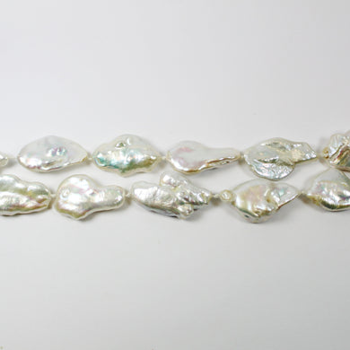 Flat White lustrous Baroque Pearl Necklace