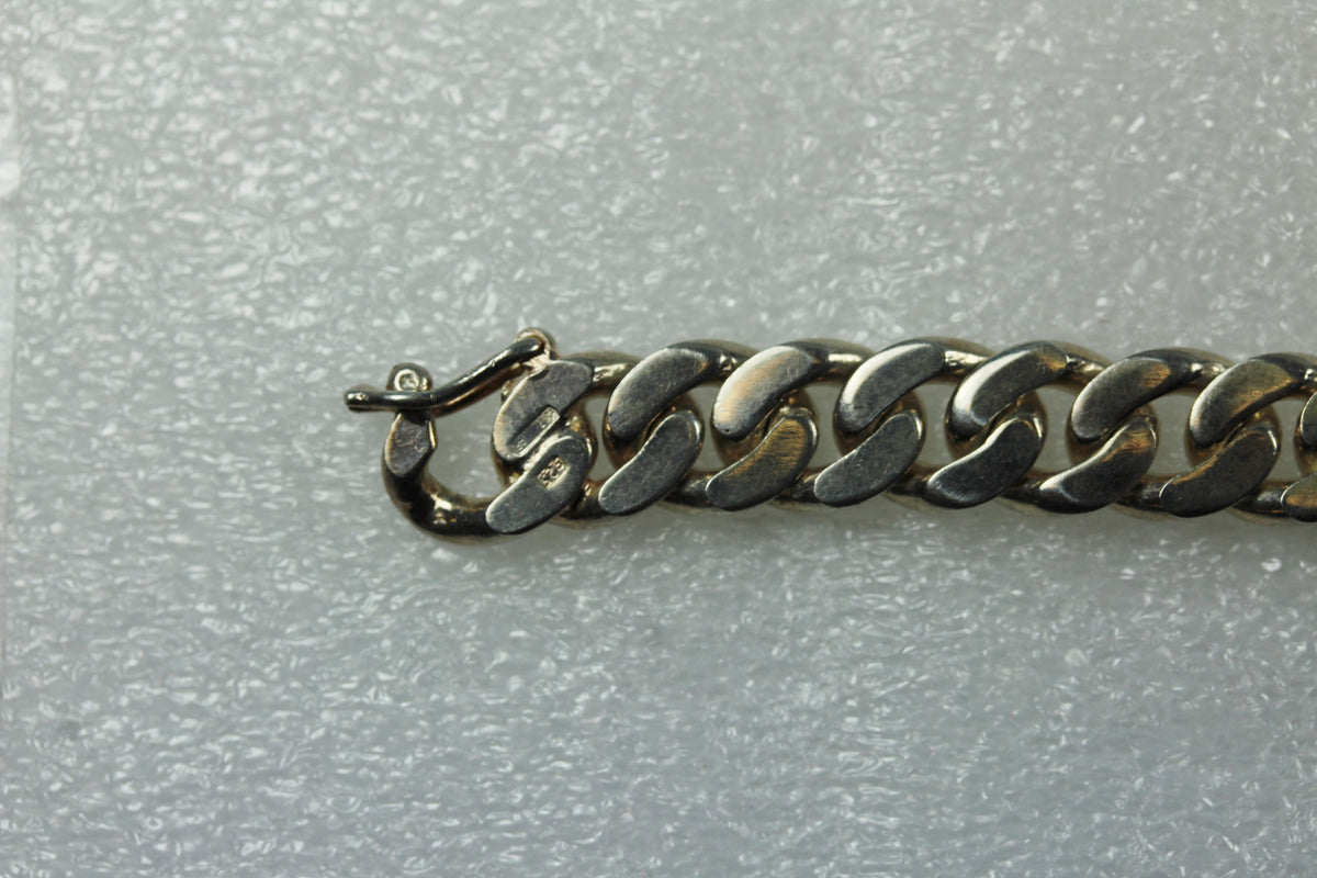 Sterling Silver Curb Chain with Safety Latch Mens Bracelet