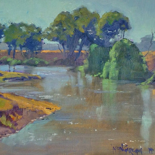 Macquarie River Oil on Wood Brett 'Mon' Garling