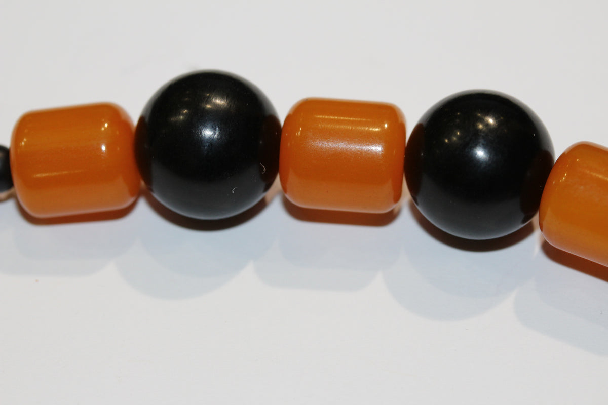 Vintage Black and Orange Bakelite Necklace