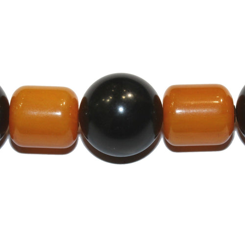 Vintage Black and Orange Bakelite Necklace