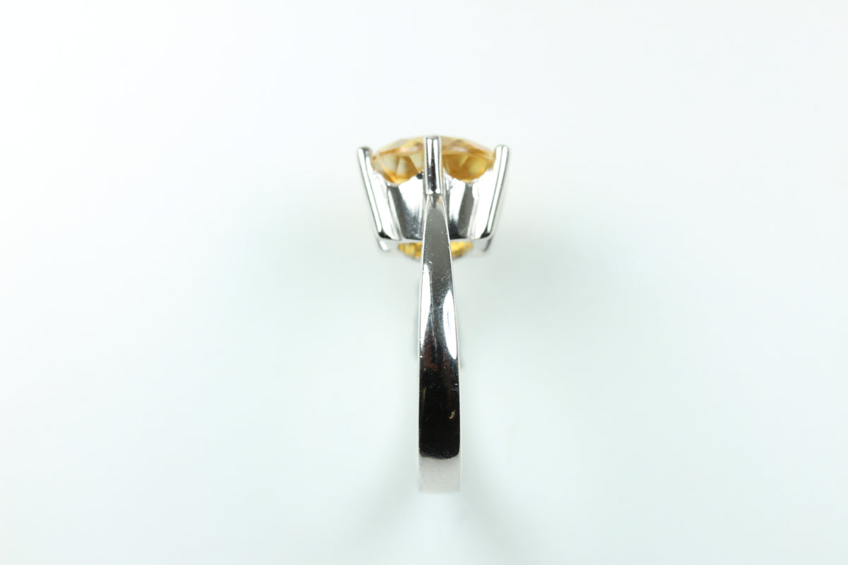 Sterling Silver Round Cut Citrine Ring