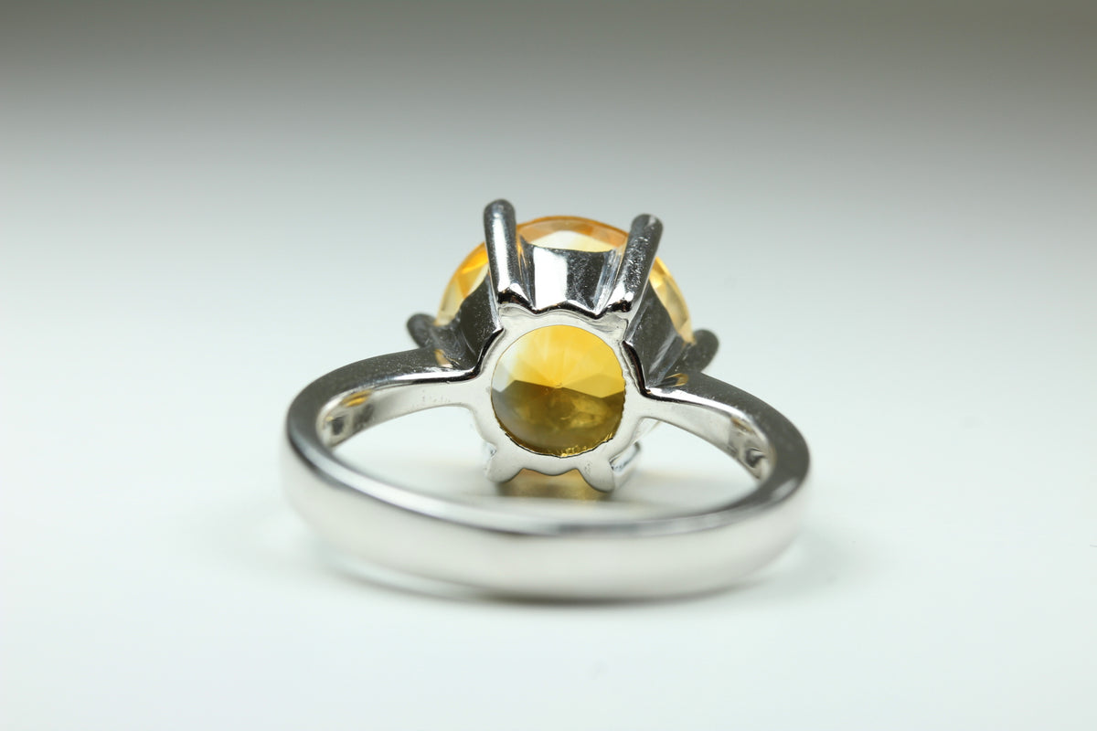 Sterling Silver Round Cut Citrine Ring