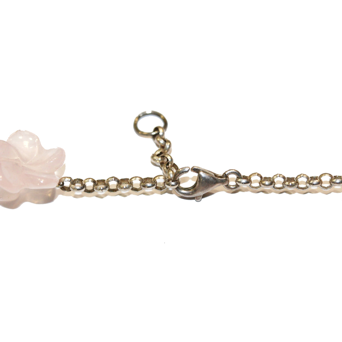 Carved Floral Rose Quartz Beaded Necklace