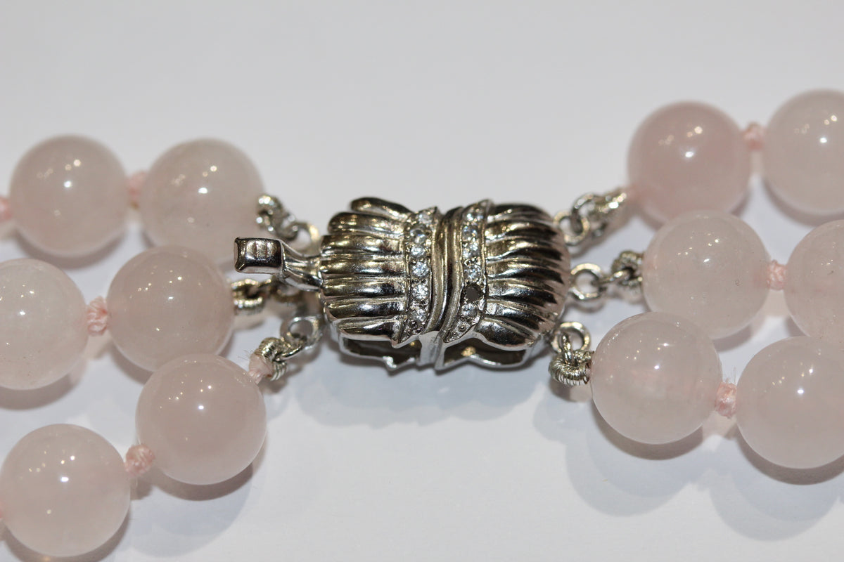 Triple Strand Rose Quartz Necklace