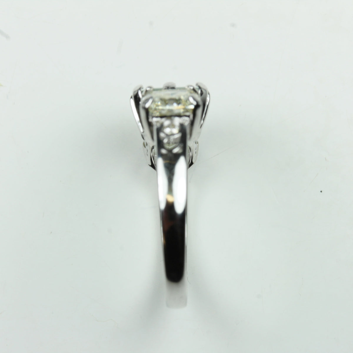 18ct White Gold 1.38ct Emerald and Diamond Trilogy Ring