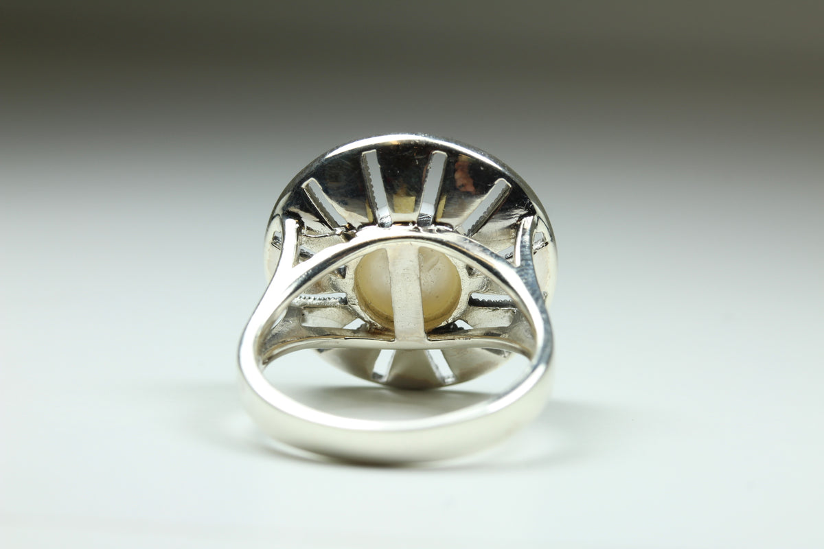 Sterling Silver Marcasite and Pearl Ring
