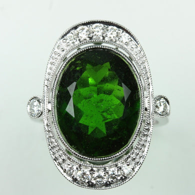 Chrome Diopside and Diamonds Cocktail Ring