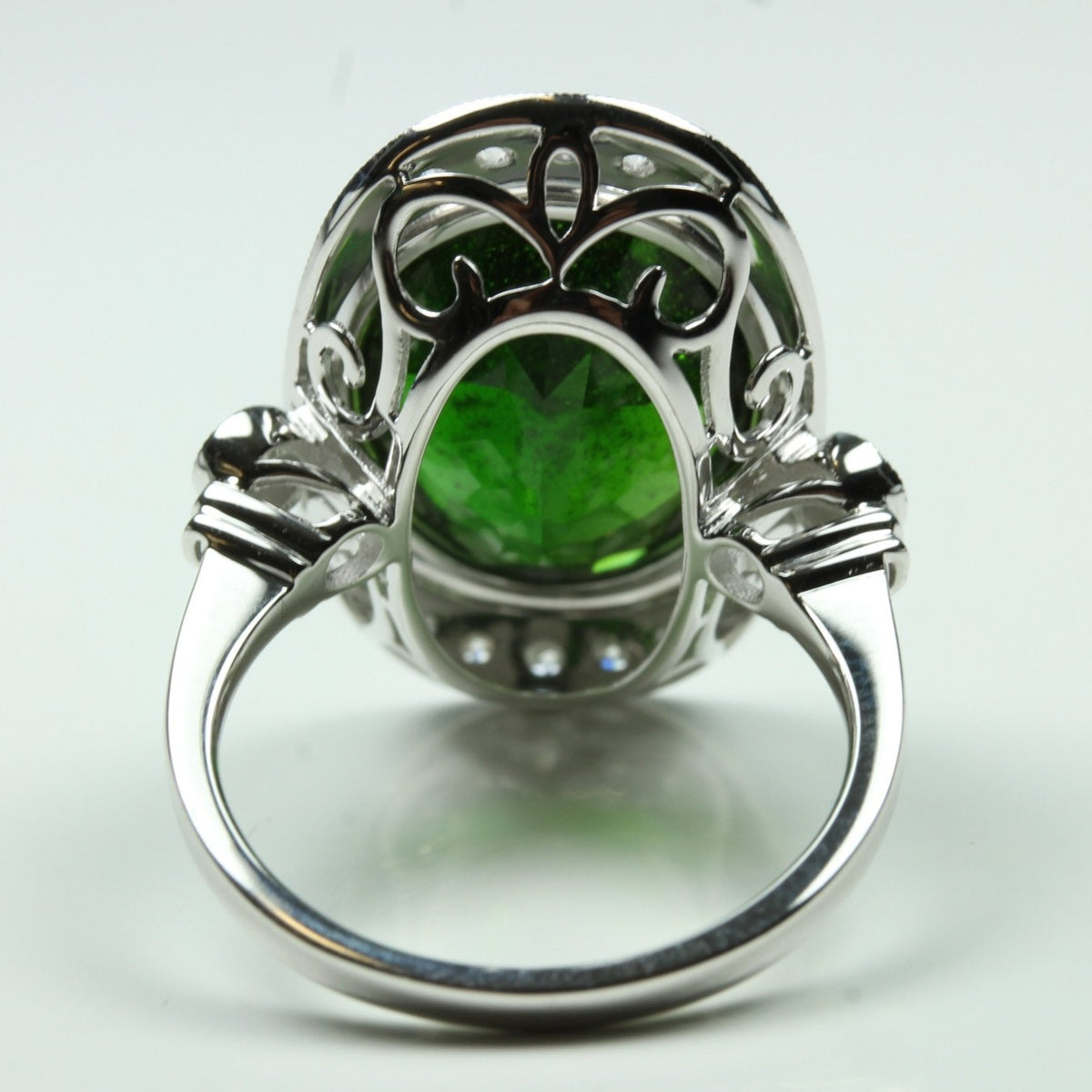 Chrome Diopside and Diamonds Cocktail Ring