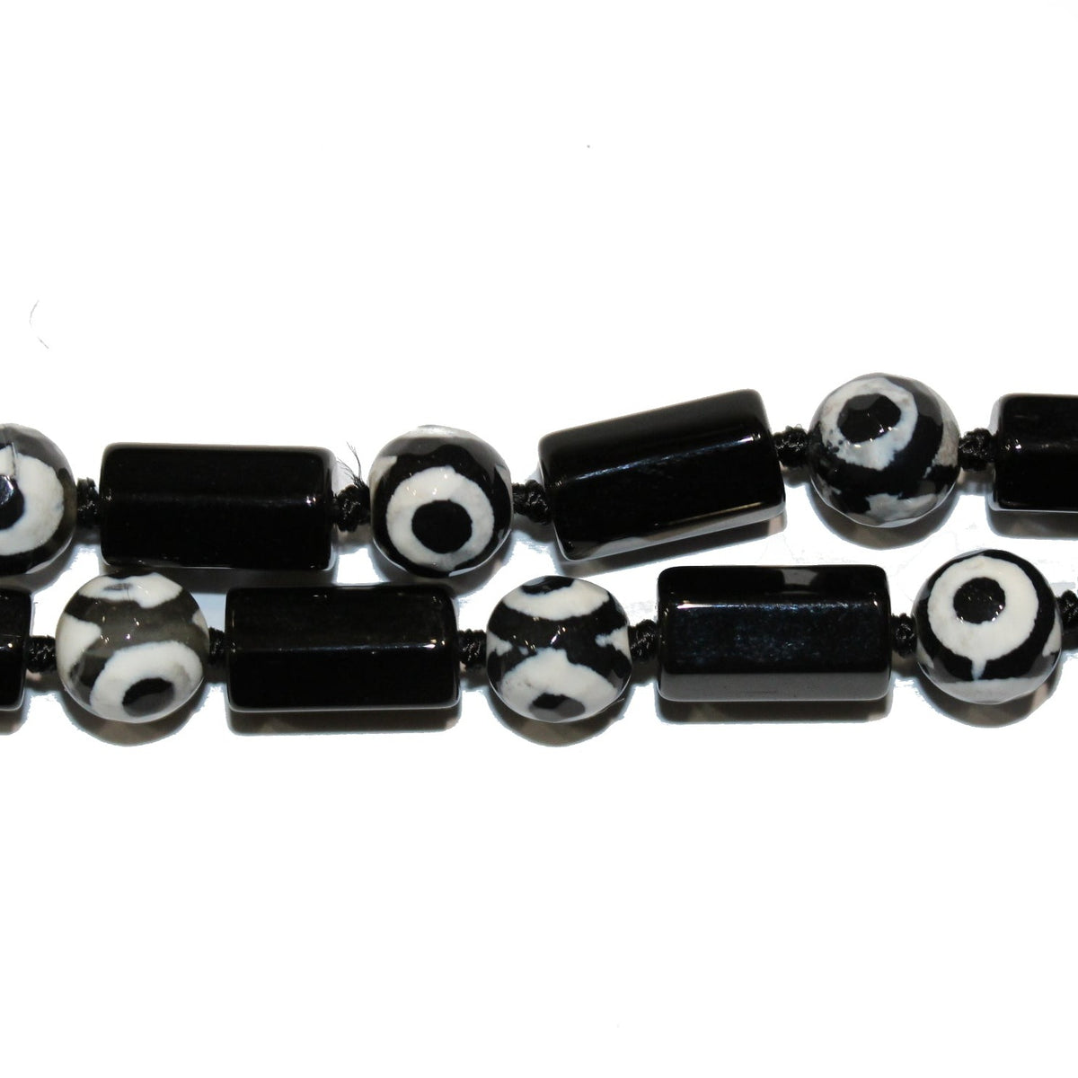 Onyx and Vintage Glass Necklace