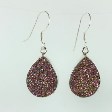 Sterling Silver Sheppard's Hook Pink Glitter Earrings