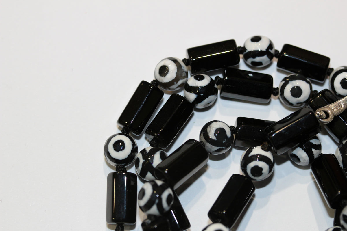 Onyx and Vintage Glass Necklace