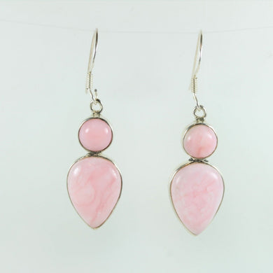 Sterling Silver Sheppard's Hook Pink Peruvian Opal Earrings