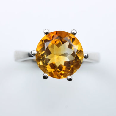 Sterling Silver Round Cut Citrine Ring