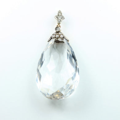18ct White Gold Rock Crystal Pendant with Diamond Set Bail