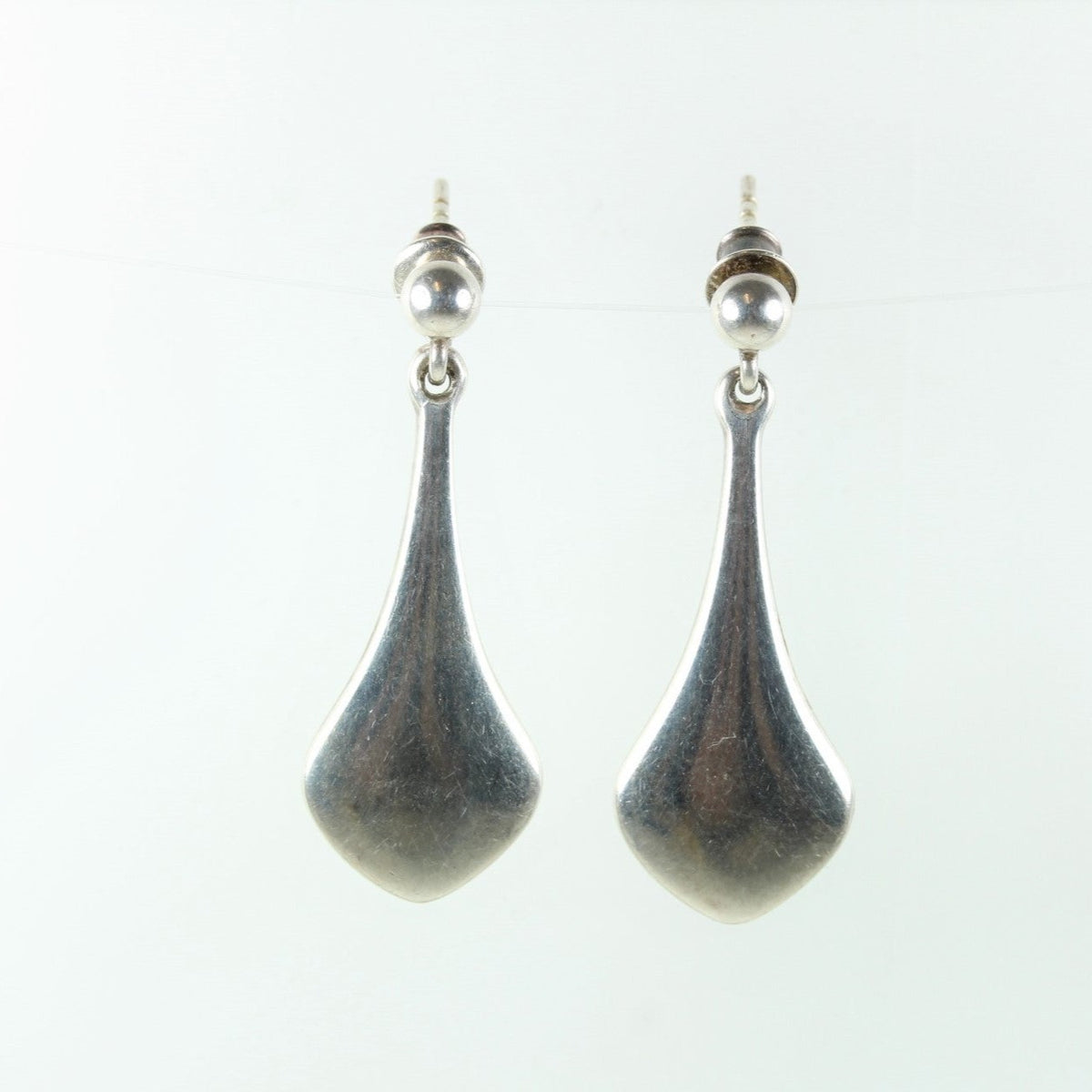 Sterling Silver Danish Modernist Drop Earrings