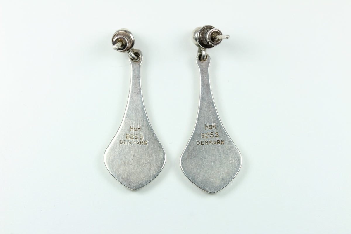 Sterling Silver Danish Modernist Drop Earrings