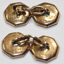 Vintage 9ct Yellow Gold Onyx Octagonal Cufflinks